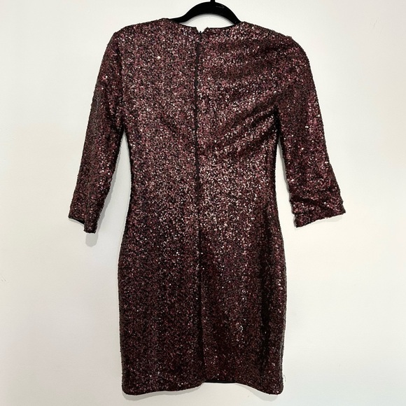 Express Red Black Sequins Embellished V-Neck Mini Bodycon Dress Party size 0 - Picture 5 of 6